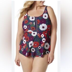 Floral Swim Dress One Piece Swimsuit Womens Plus 22W